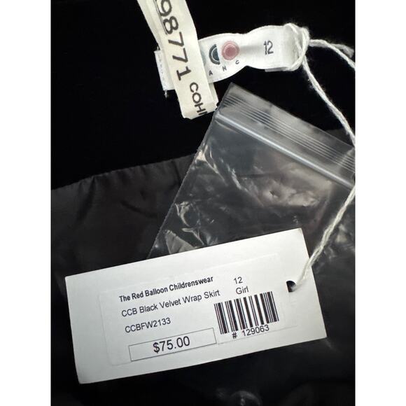 NWT Coco Blanc CCB black velvet wrap skirt with button age 12 - Picture 5 of 14